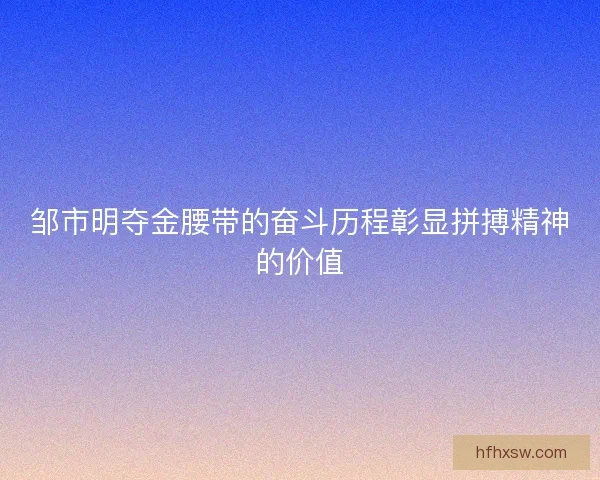 邹市明夺金腰带的奋斗历程彰显拼搏精神的价值 邹市明夺金腰带的奋斗历程彰显拼搏精神的价值
